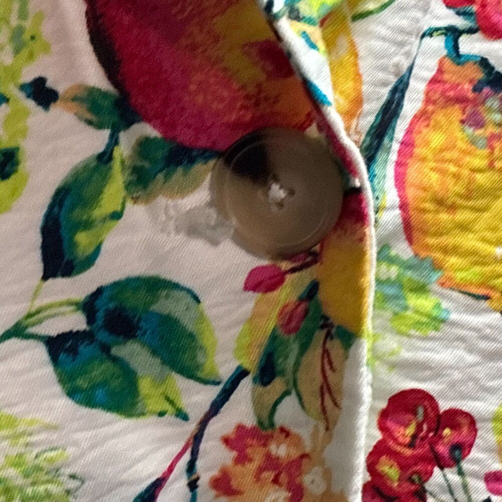 LC Lauren Conrad Ruched Sleeve Blazer Jacket Summer Novelty Print Plus Size XXL - Picture 12 of 16